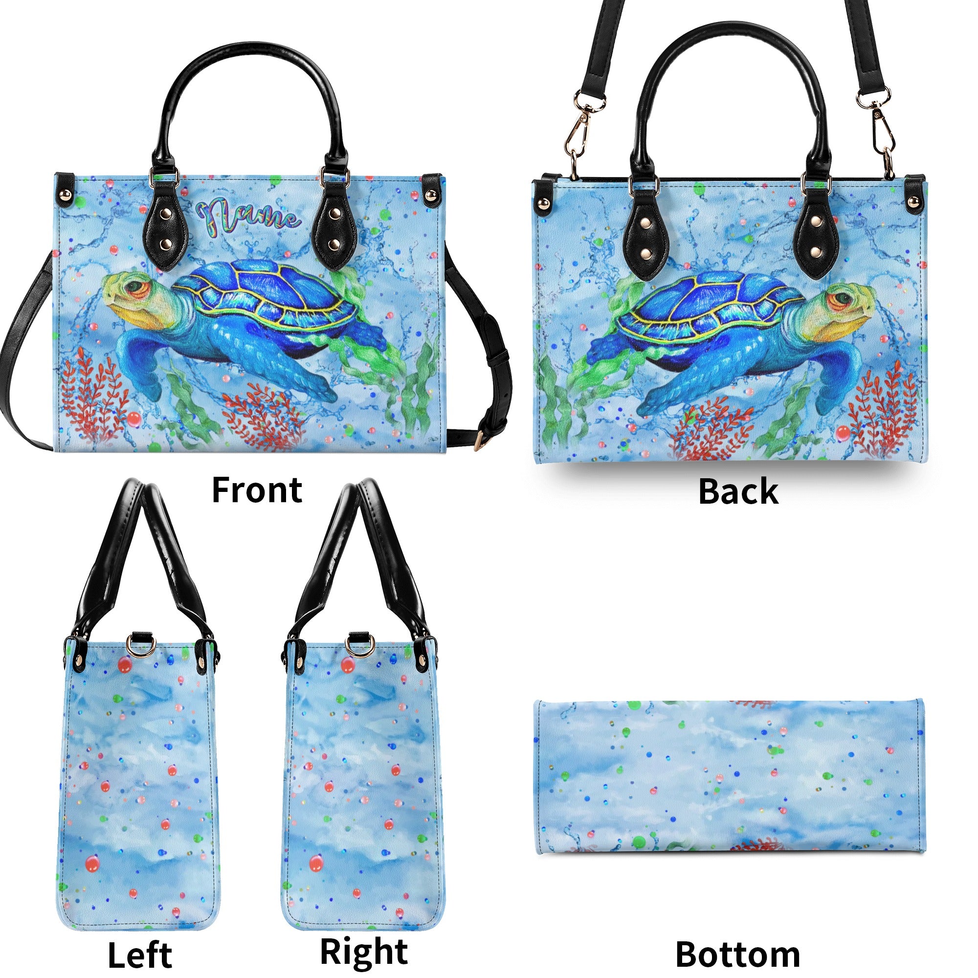 PAINTING SEA TURTLE LEATHER HANDBAG - YHLN2612244