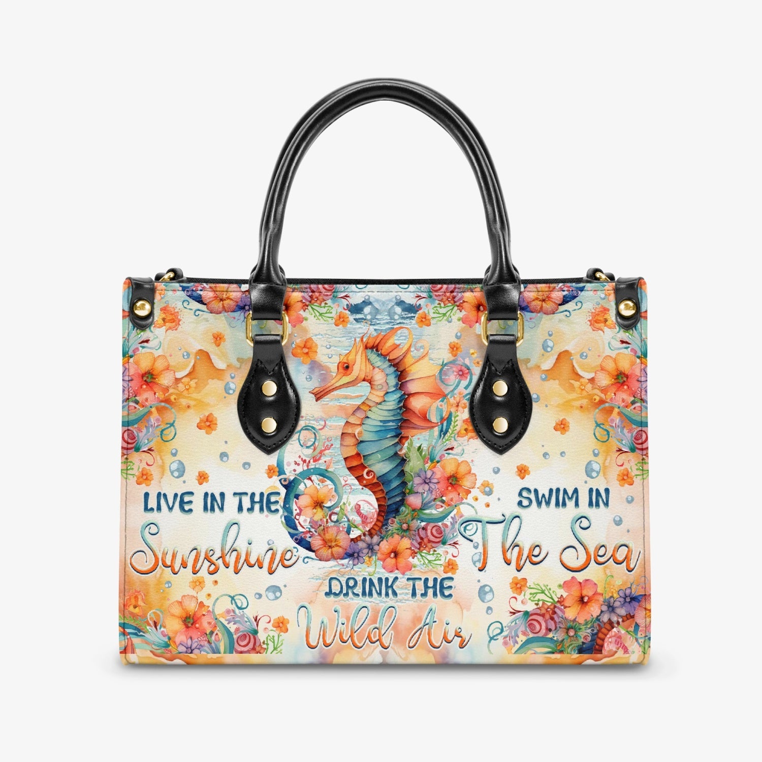 LIVE IN THE SUNSHINE SEAHORSE LEATHER HANDBAG - TLNZ2903243