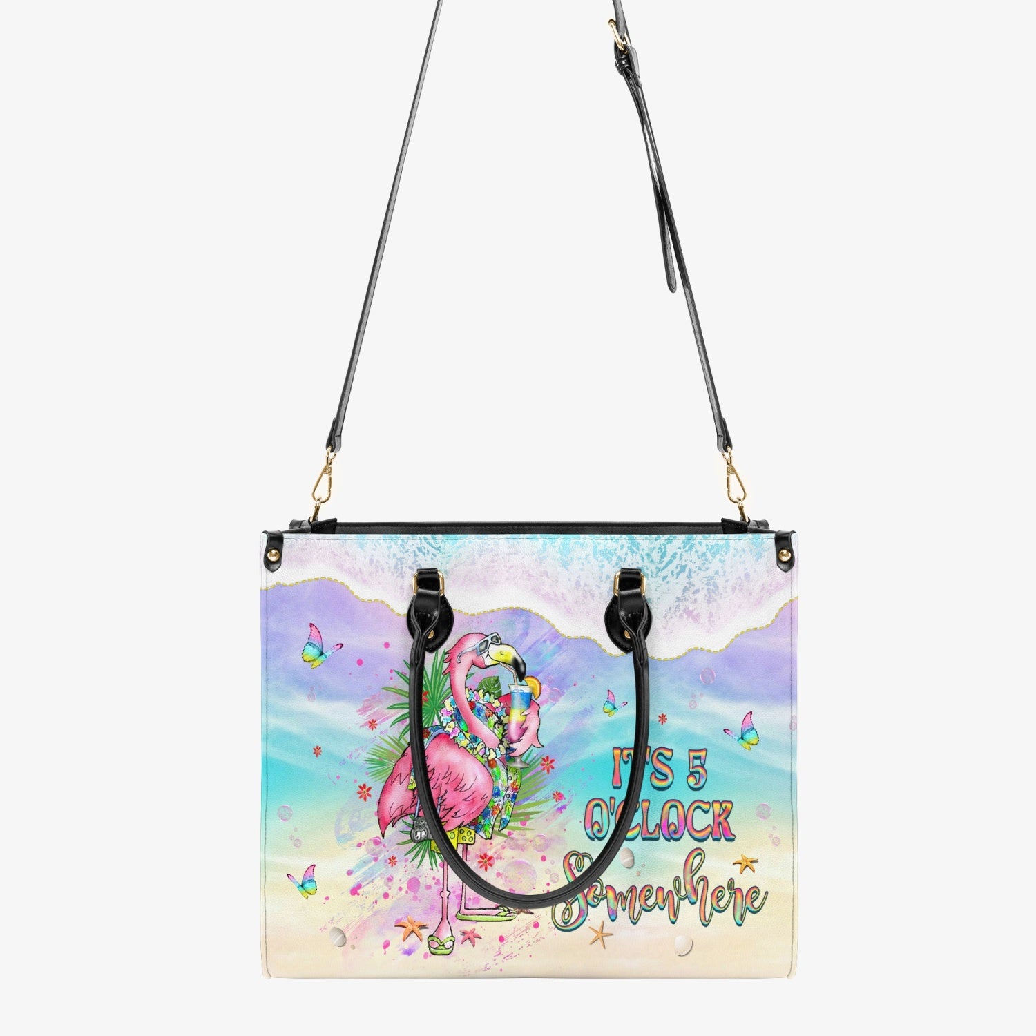 IT'S 5 O'CLOCK SOMEWHERE FLAMINGO LEATHER HANDBAG - YHKD2603241