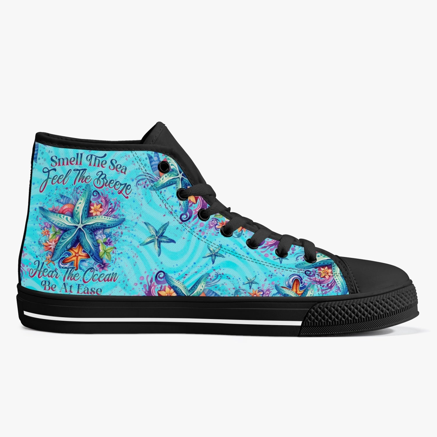 SMELL THE SEA FEEL THE BREEZE STARFISH HIGH TOP CANVAS SHOES - YHLN1107232