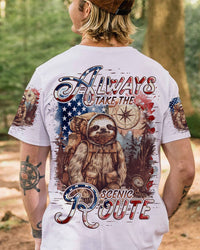 ALWAYS TAKE THE SCENIC ROUTE SLOTH COMPASS ALL OVER PRINT - TLNO0404244