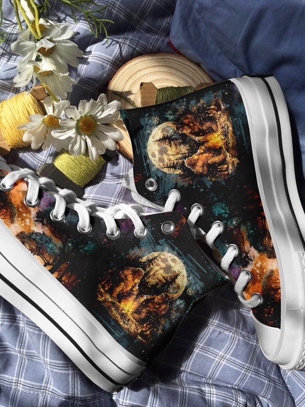 MAKING MEMORIES ONE CAMPFIRE AT A TIME BIGFOOT HIGH TOP CANVAS SHOES - TLNO2409245