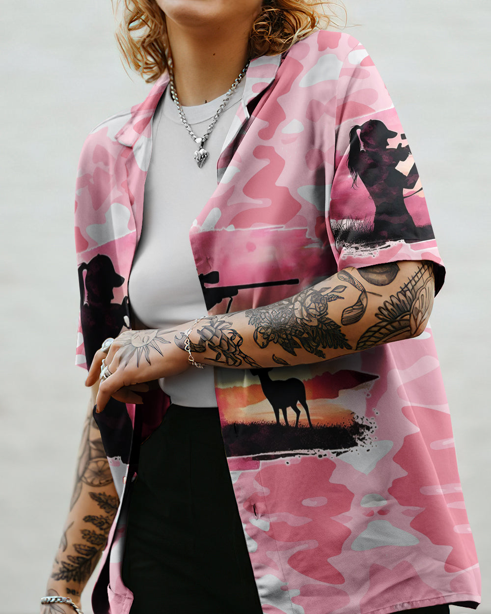 PRETTY IN PINK HUNTING HAWAIIAN SHIRT - TYQY0111245