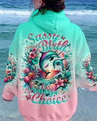SASSY SINCE BIRTH SALTY BY CHOICE DOLPHIN ALL OVER PRINT - TLNO0512234