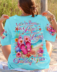 LIFE IS BETTER IN FLIP-FLOPS AND SANDY TOES ALL OVER PRINT - TLNO1306244