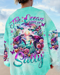 THE OCEAN MADE ME SALTY TURTLE ALL OVER PRINT - TLNO1601242