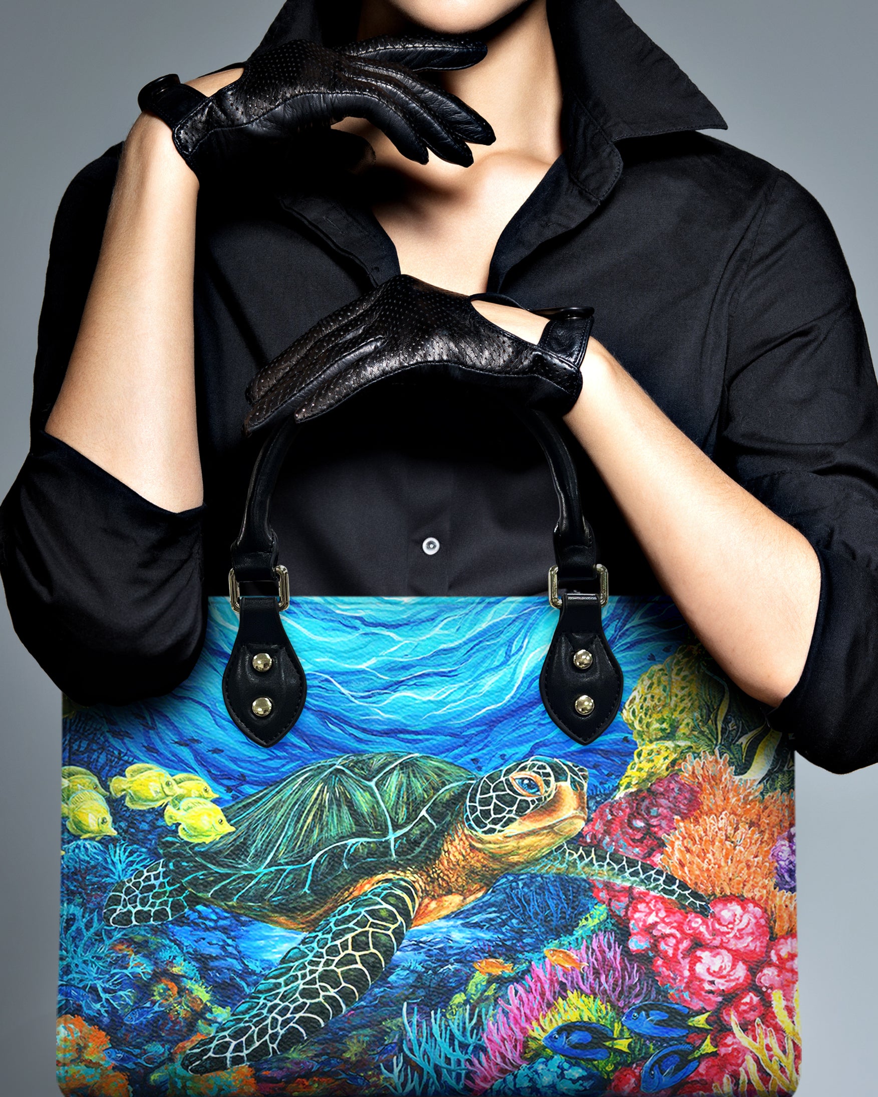 TURTLE OCEAN LEATHER HANDBAG - YHHG2609245