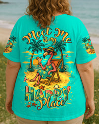 MEET ME AT MY HAPPY PLACE FLAMINGO ALL OVER PRINT - YHDU1305252