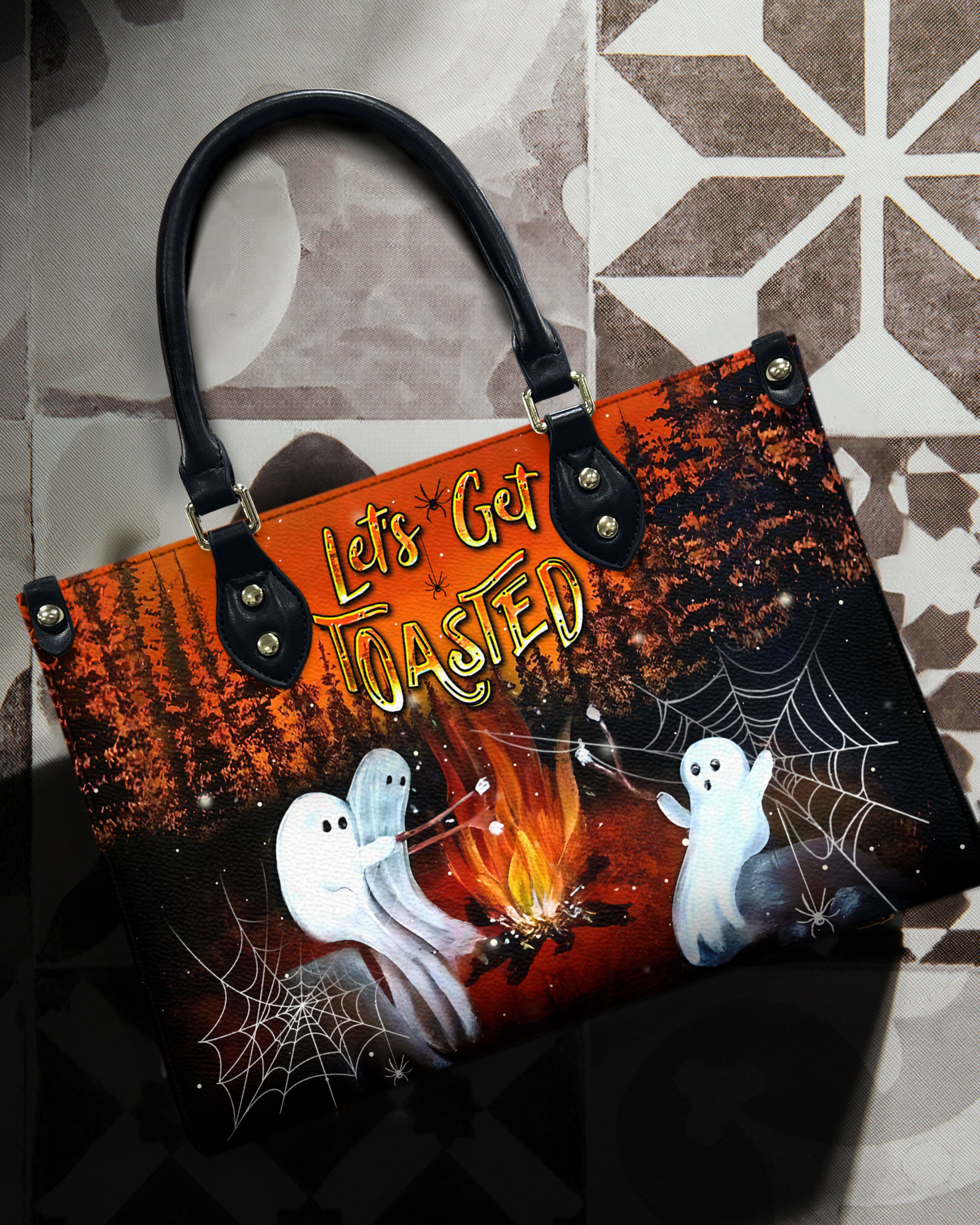 LET'S GET TOASTED BOOS HALLOWEEN LEATHER HANDBAG - YHDU1608244