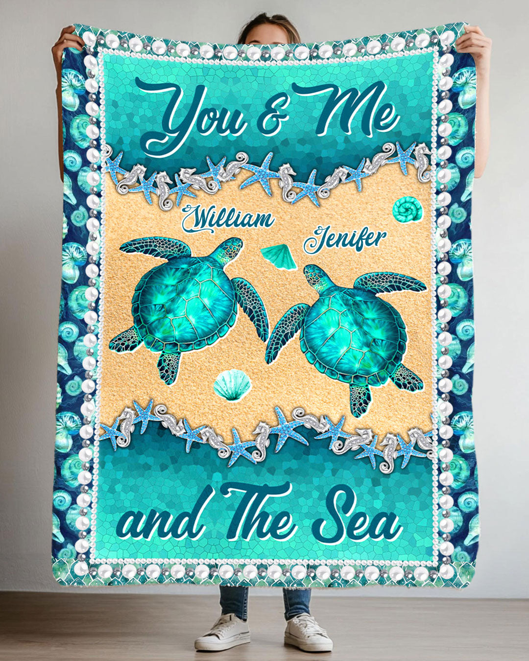 PERSONALIZED YOU AND ME AND THE SEA FLEECE BLANKET - YHDU2301254