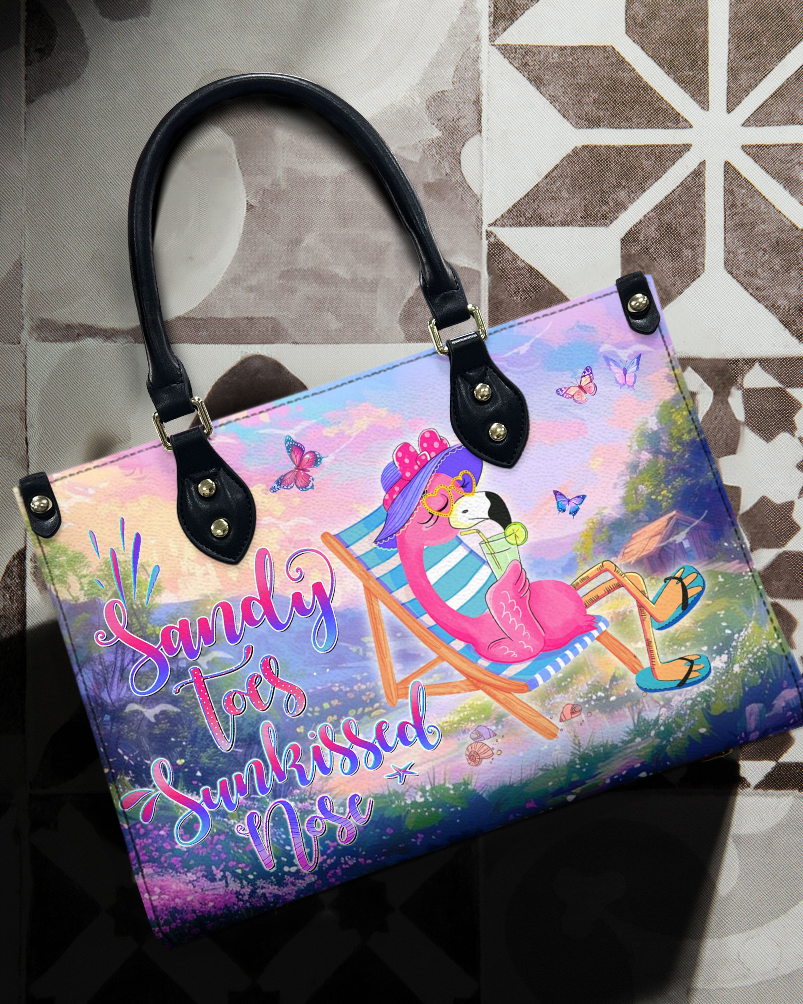 SANDY TOES SUNKISSED NOSE FLAMINGO LEATHER HANDBAG - YHDU2210244