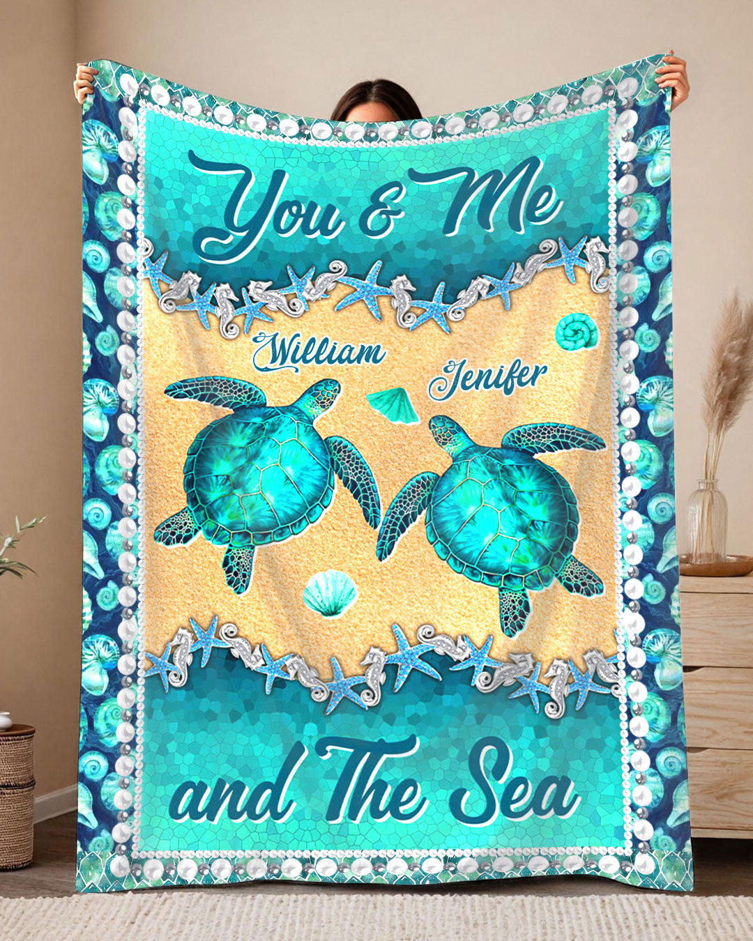 PERSONALIZED YOU AND ME AND THE SEA FLEECE BLANKET - YHDU2301254