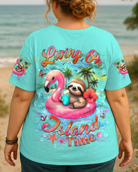 LIVING ON ISLAND TIME SLOTH ALL OVER PRINT - YHDU1007254