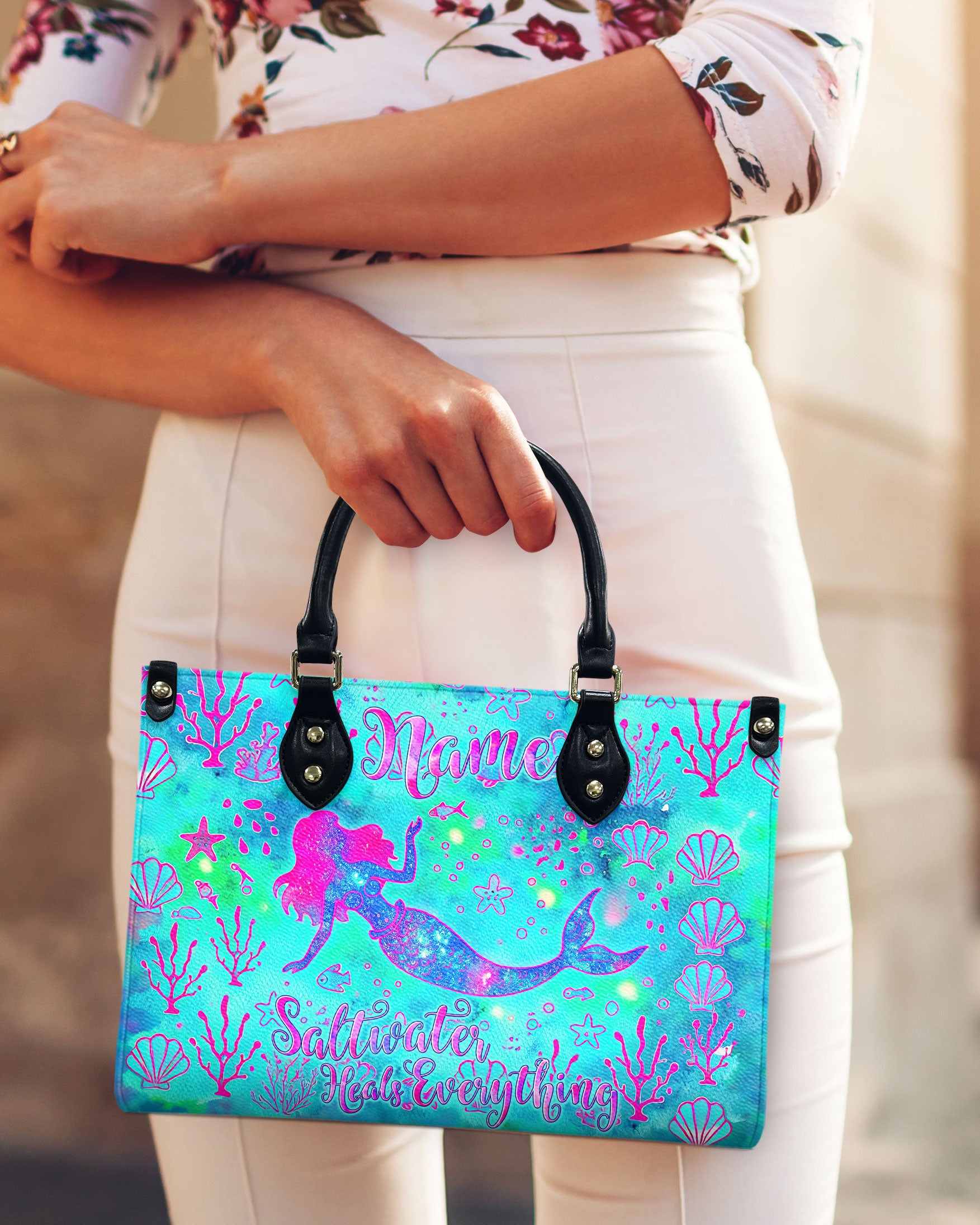 SALTWATER HEALS EVERYTHING MERMAID LEATHER HANDBAG - TYTM2307242