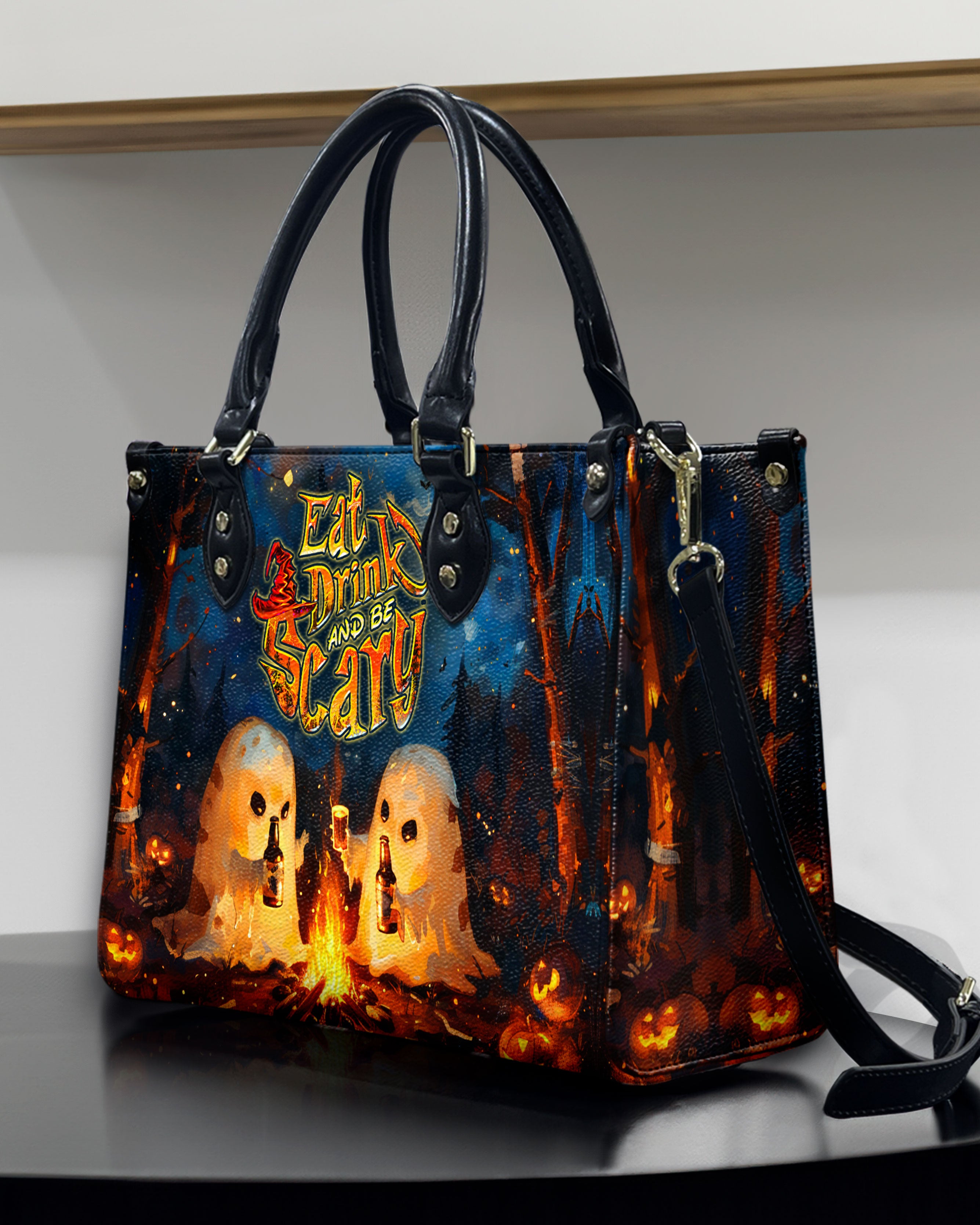 EAT DRINK AND BE SCARY HALLOWEEN LEATHER HANDBAG - YHDU2008244