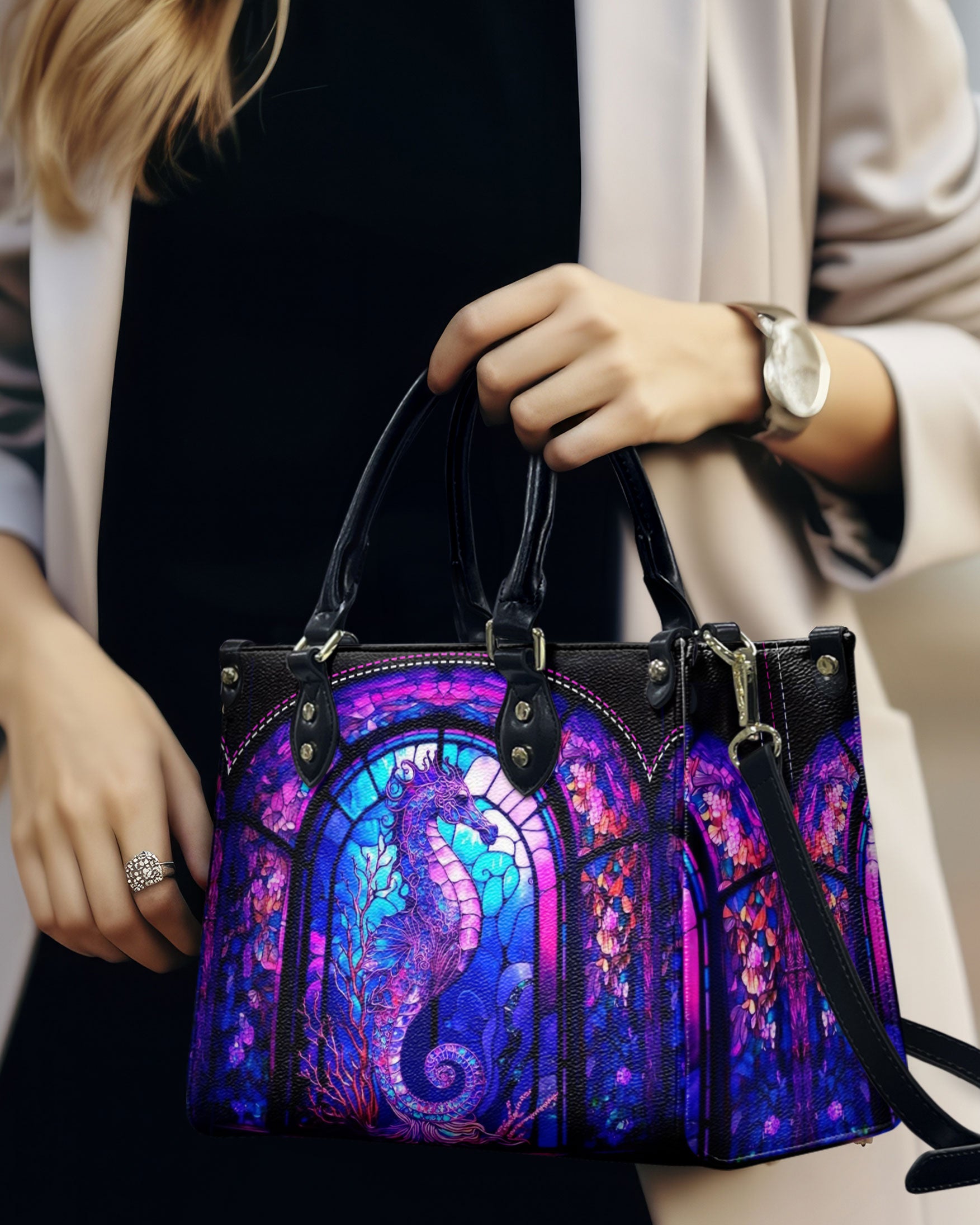 GLOWING SEAHORSE LEATHER HANDBAG - YHDU2006244