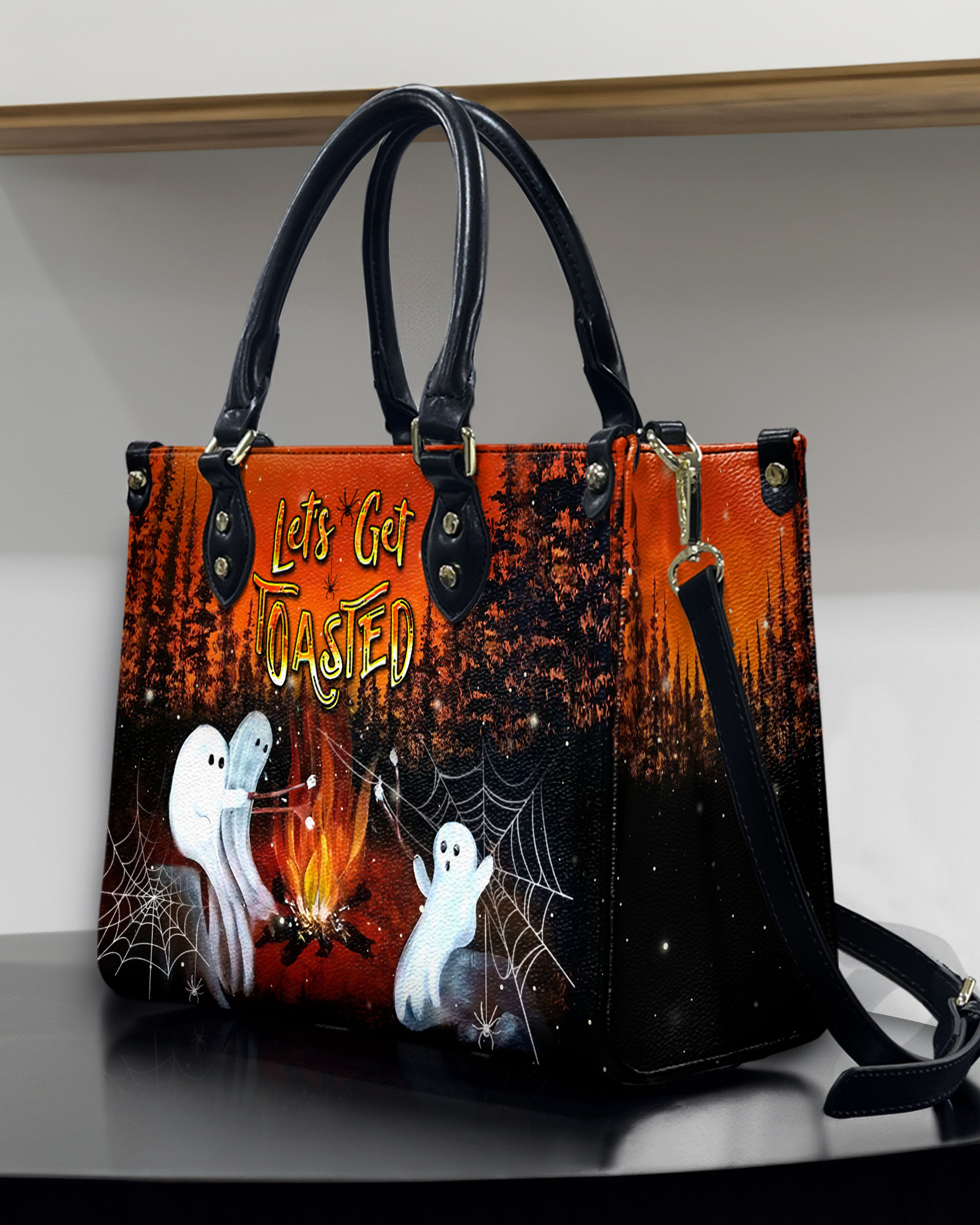 LET'S GET TOASTED BOOS HALLOWEEN LEATHER HANDBAG - YHDU1608244