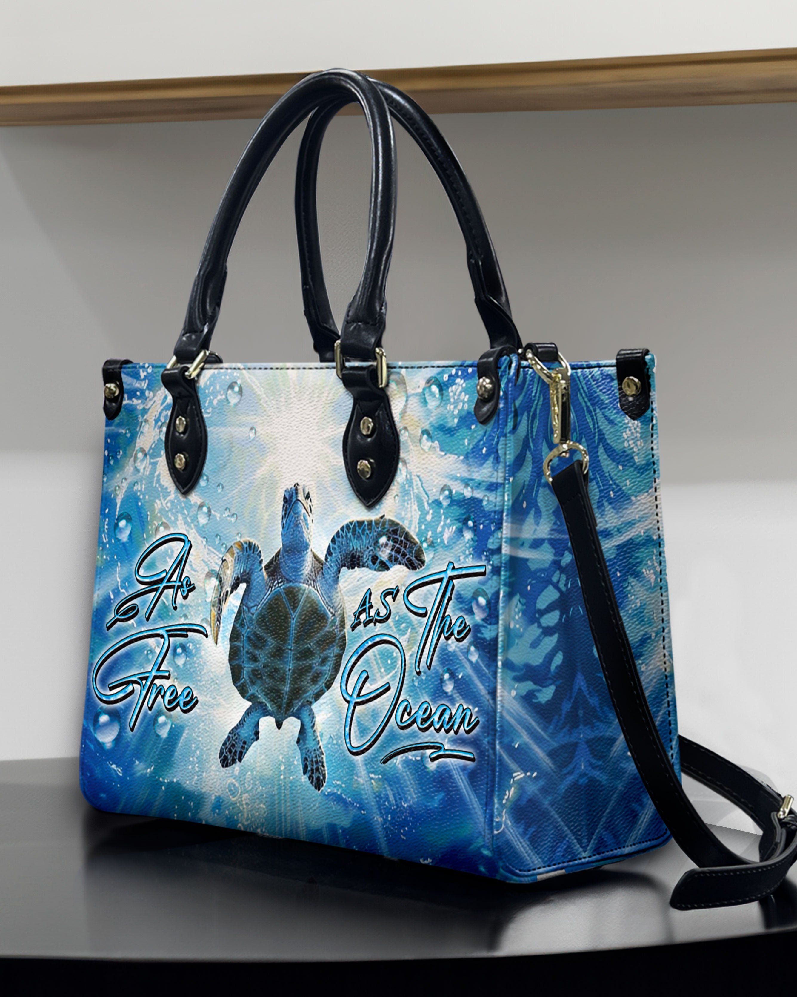 OCEAN TURTLE LEATHER HANDBAG - YHDU1907242