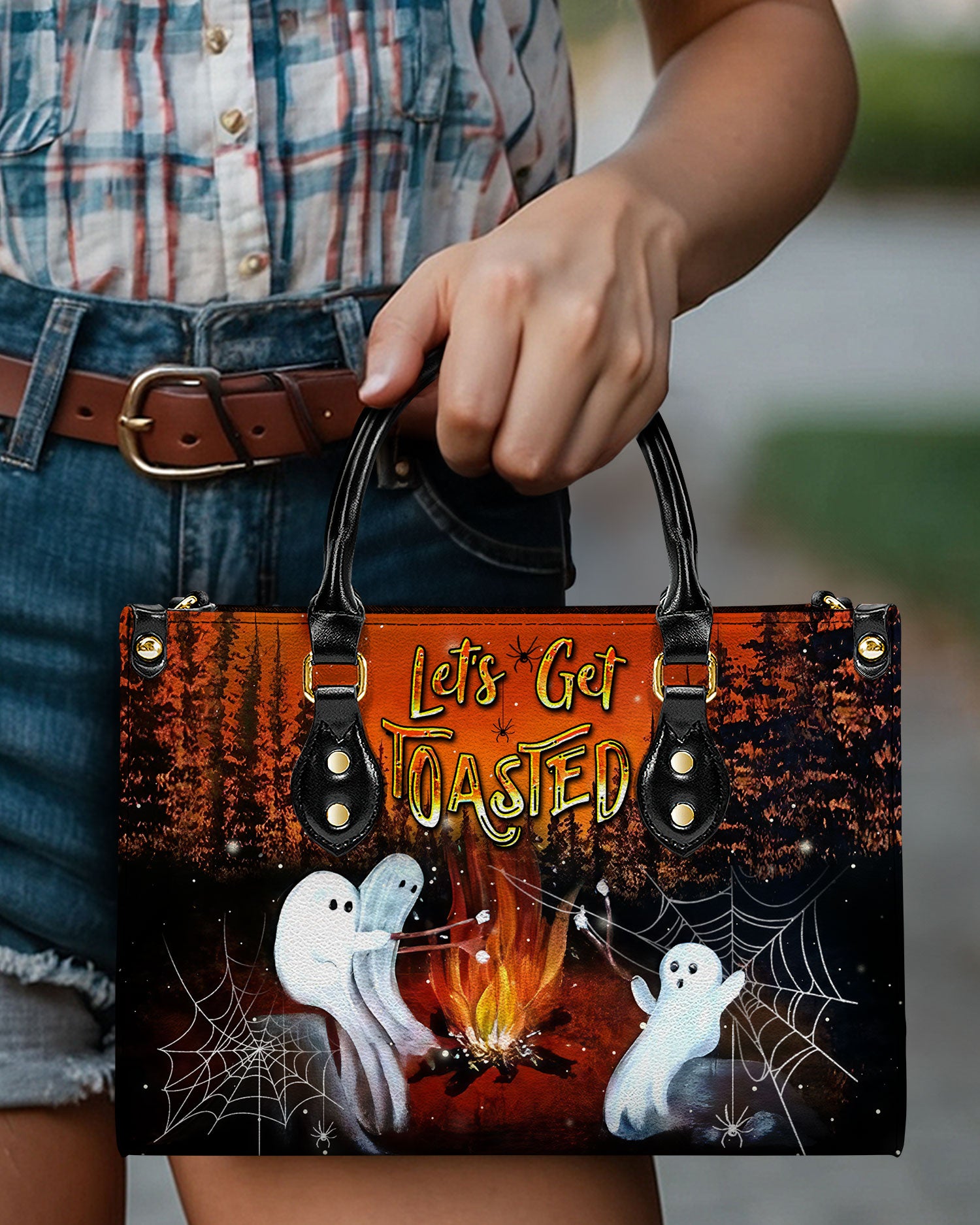 LET'S GET TOASTED BOOS HALLOWEEN LEATHER HANDBAG - YHDU1608244