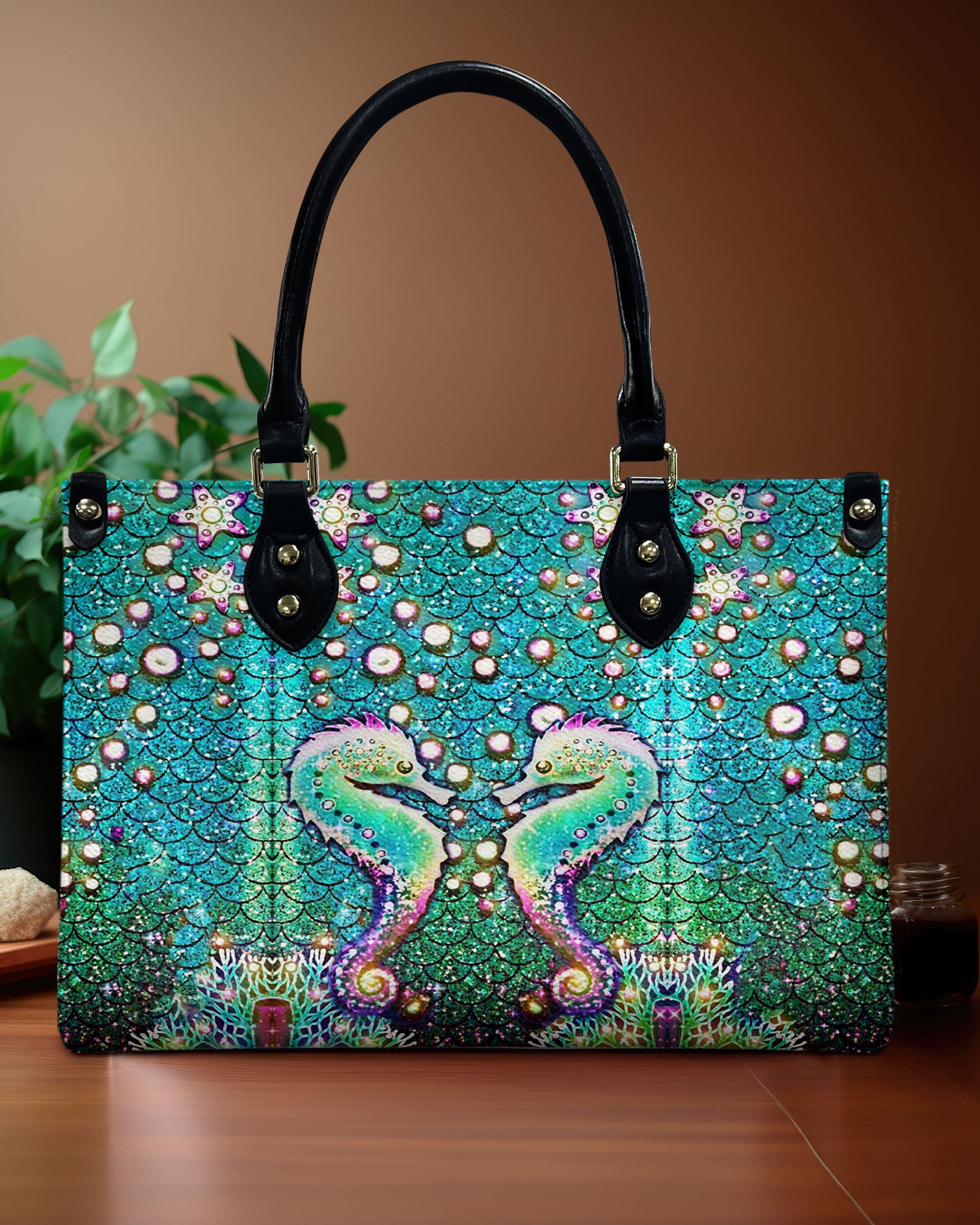 GLOWING SEAHORSE LEATHER HANDBAG - YHDU1706242