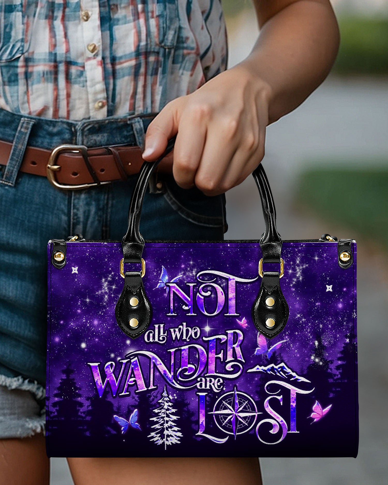 NOT ALL WHO WANDER ARE LOST LEATHER HANDBAG - YHDU1811244