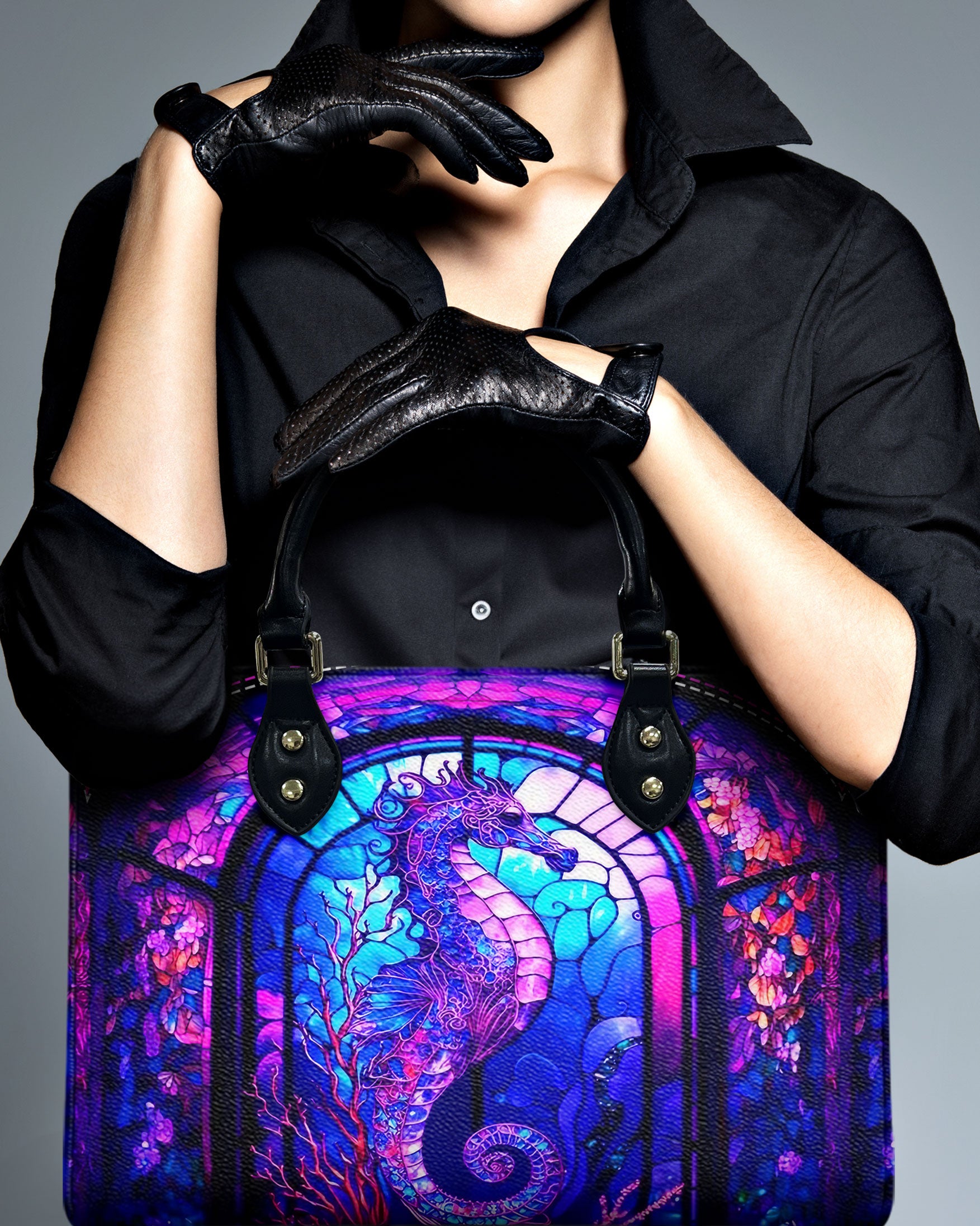 GLOWING SEAHORSE LEATHER HANDBAG - YHDU2006244