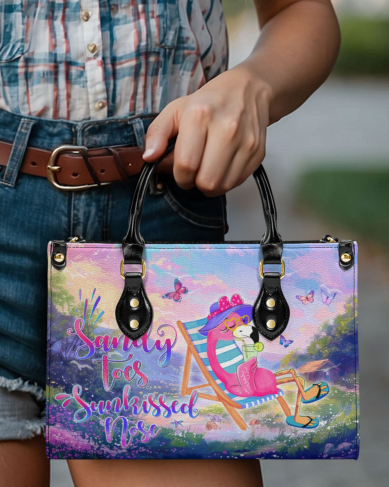 SANDY TOES SUNKISSED NOSE FLAMINGO LEATHER HANDBAG - YHDU2210244