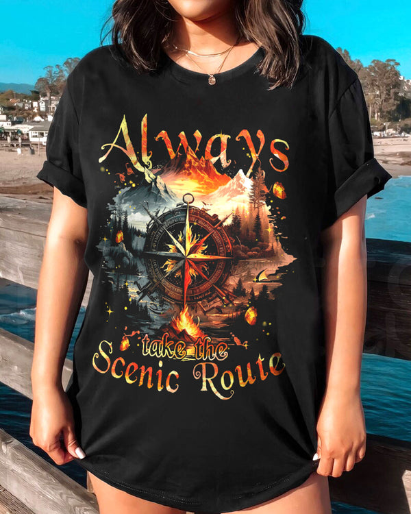 ALWAYS TAKE THE SCENIC ROUTE COTTON SHIRT - TYTM0506234