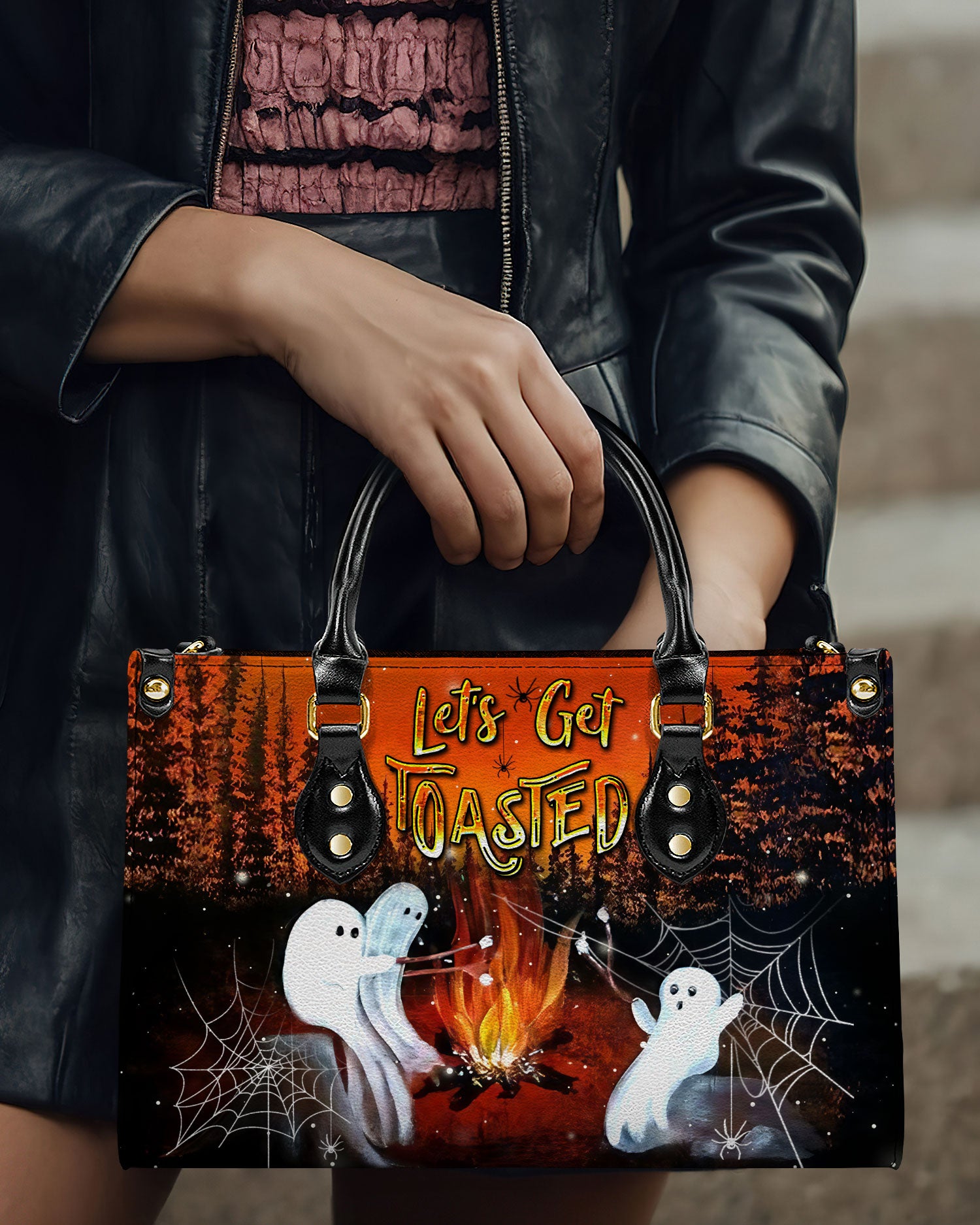 LET'S GET TOASTED BOOS HALLOWEEN LEATHER HANDBAG - YHDU1608244