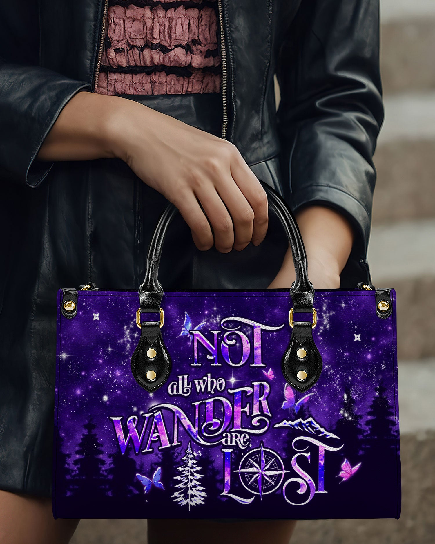 NOT ALL WHO WANDER ARE LOST LEATHER HANDBAG - YHDU1811244