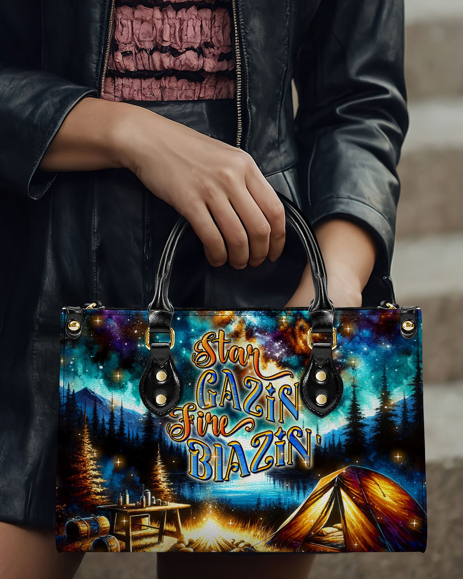 STAR GAZIN' FIRE BLAZIN' LEATHER HANDBAG - YHDU1807241