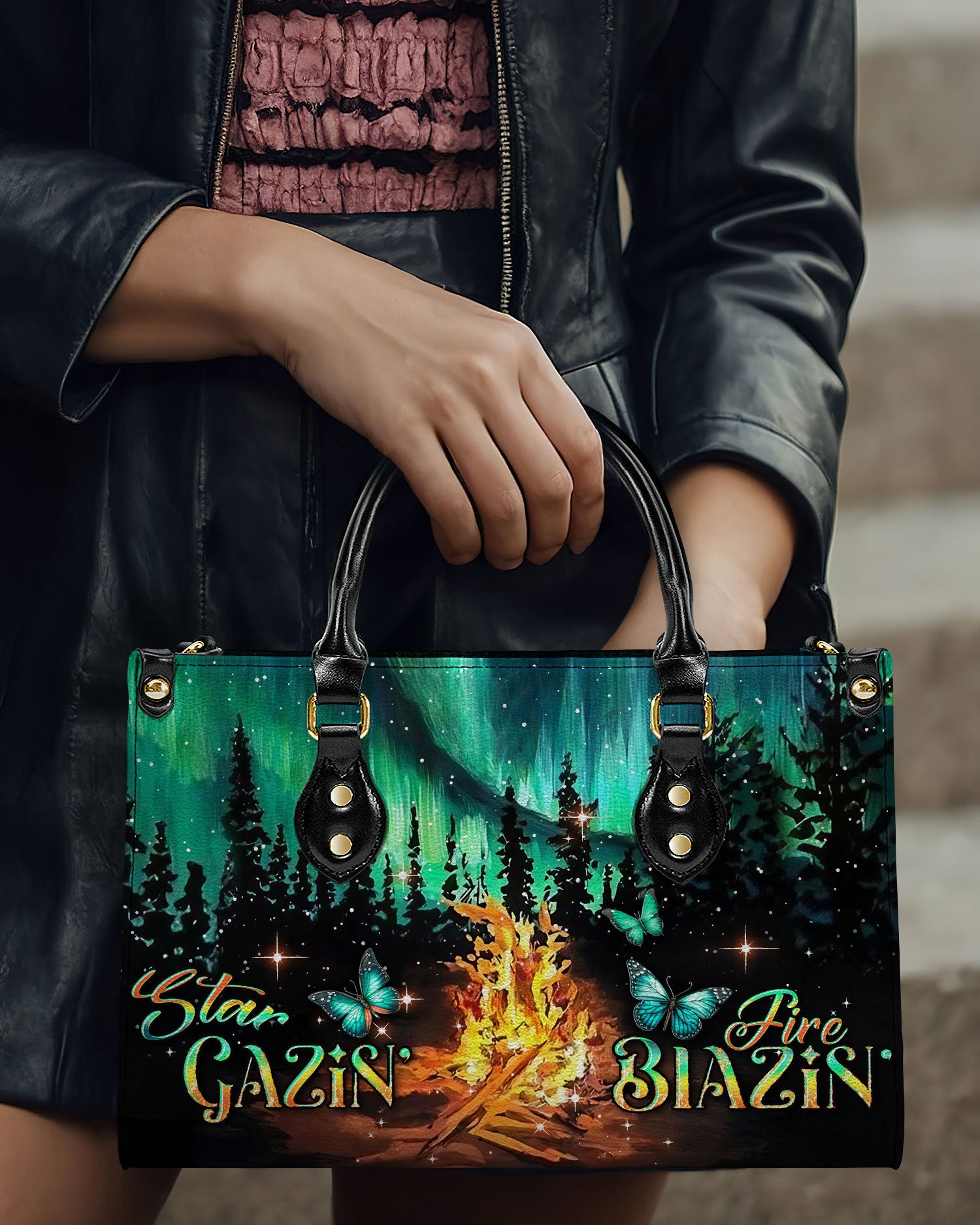 STAR GAZIN' FIRE BLAZIN' LEATHER HANDBAG - YHDU0306244