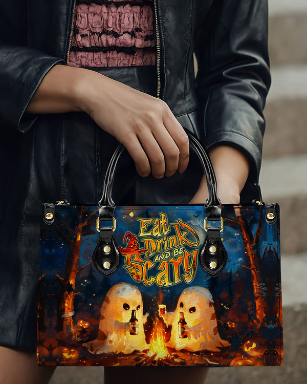 EAT DRINK AND BE SCARY HALLOWEEN LEATHER HANDBAG - YHDU2008244