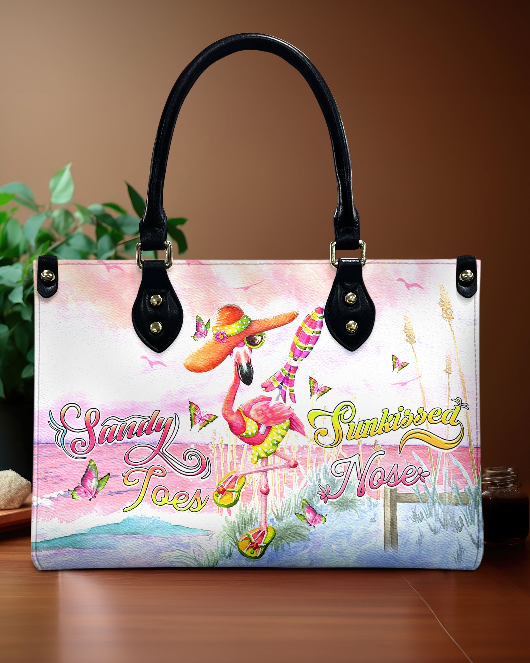 SANDY TOES SUNKISSED NOSE FLAMINGO LEATHER HANDBAG - YHDU2703245