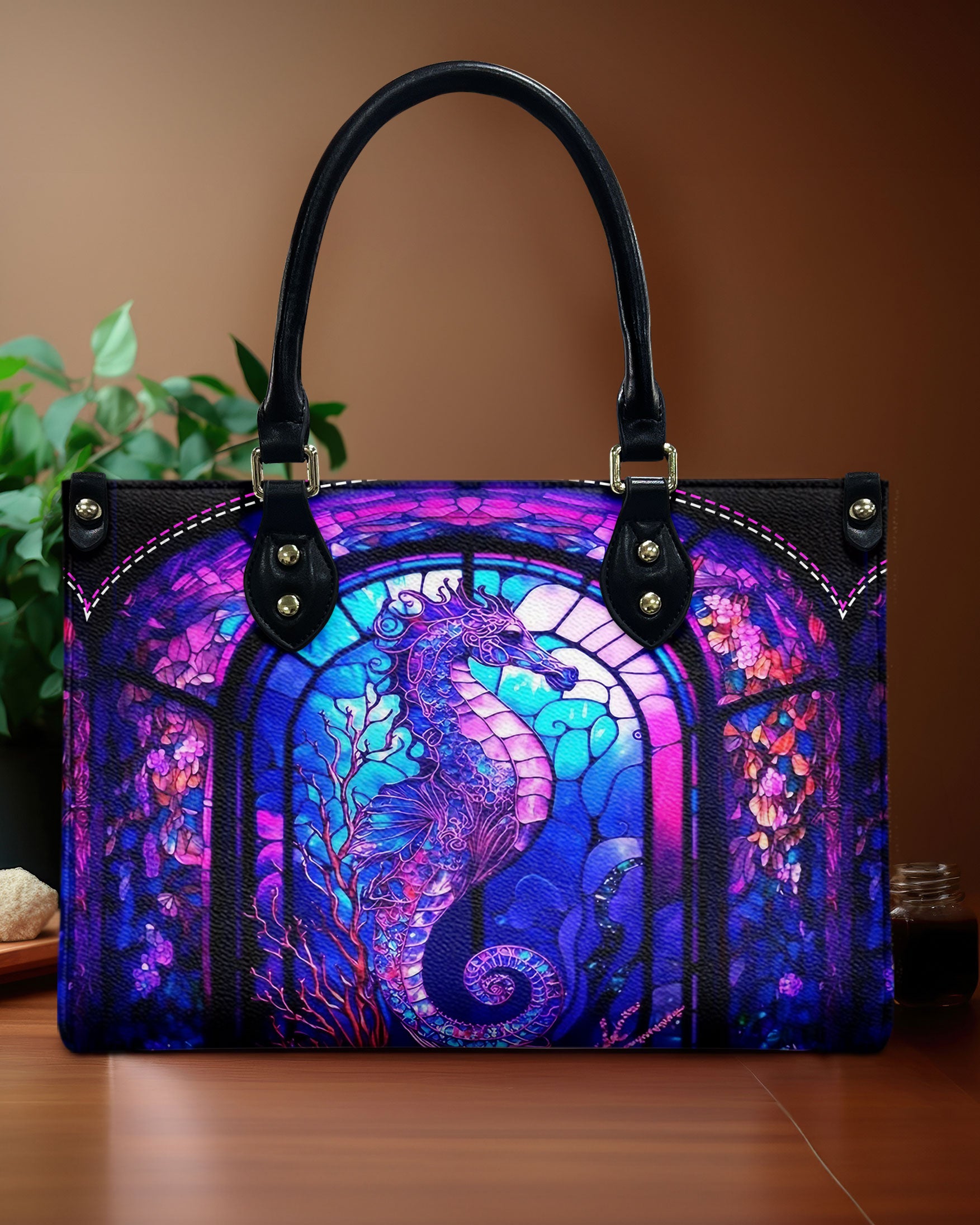 GLOWING SEAHORSE LEATHER HANDBAG - YHDU2006244