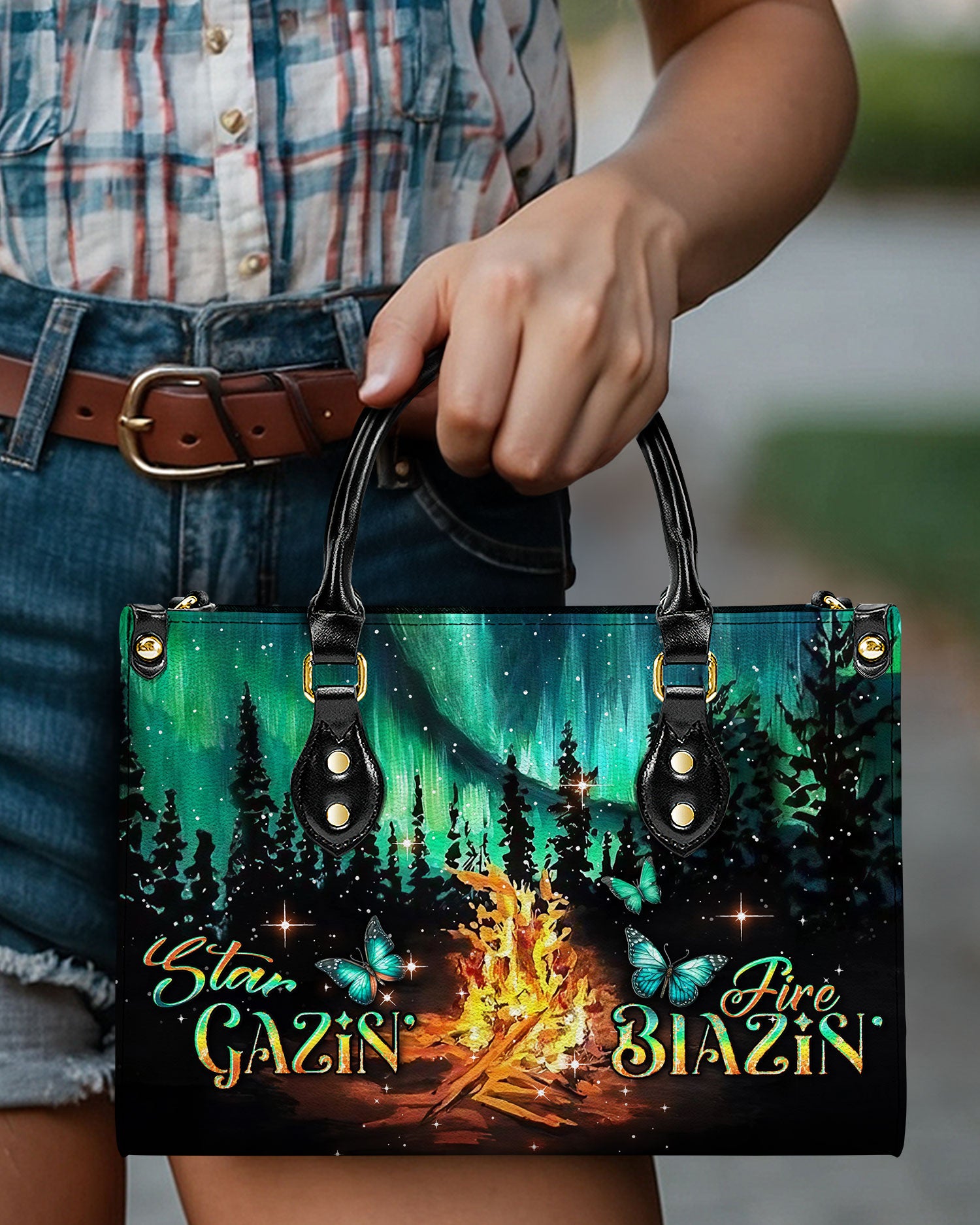 STAR GAZIN' FIRE BLAZIN' LEATHER HANDBAG - YHDU0306244