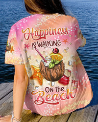HAPPINESS IS WALKING ON THE BEACH ALL OVER PRINT - YHLN0108233