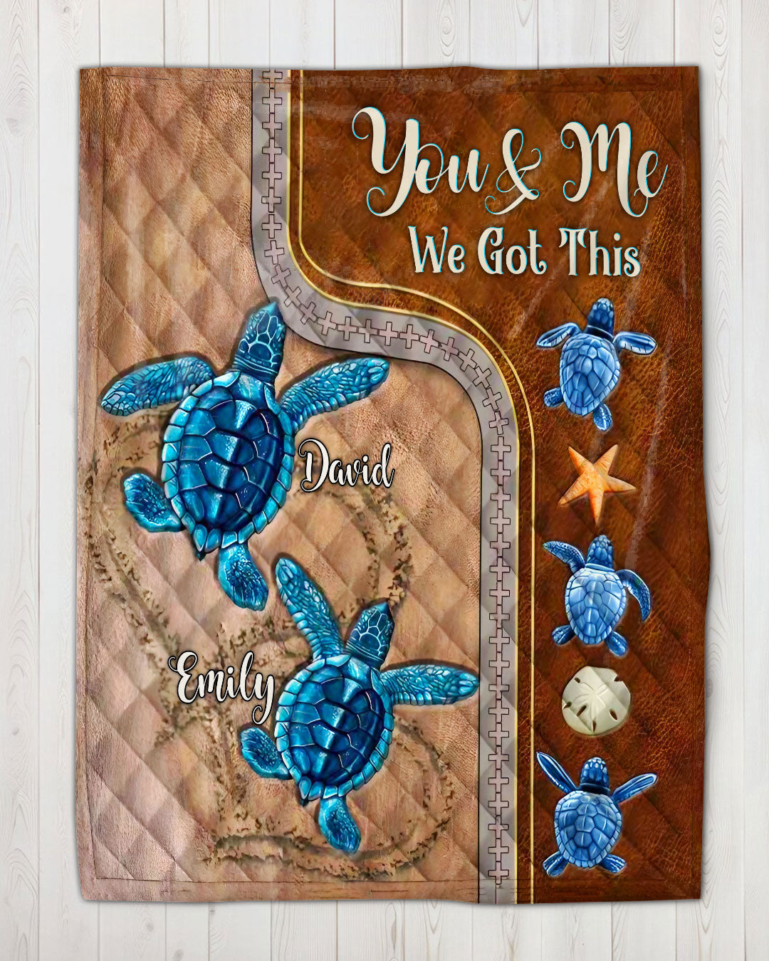 PERSONALIZED YOU AND ME COUPLE TURTLE FLEECE BLANKET - YHHN1402254