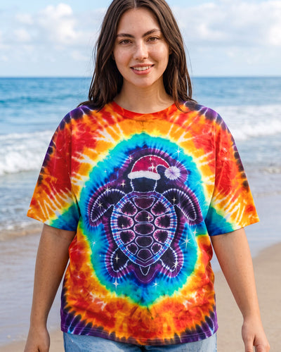 SANTA TURTLE CHRISTMAS COLORFUL SWIRL ALL OVER PRINT - TYQY0310262