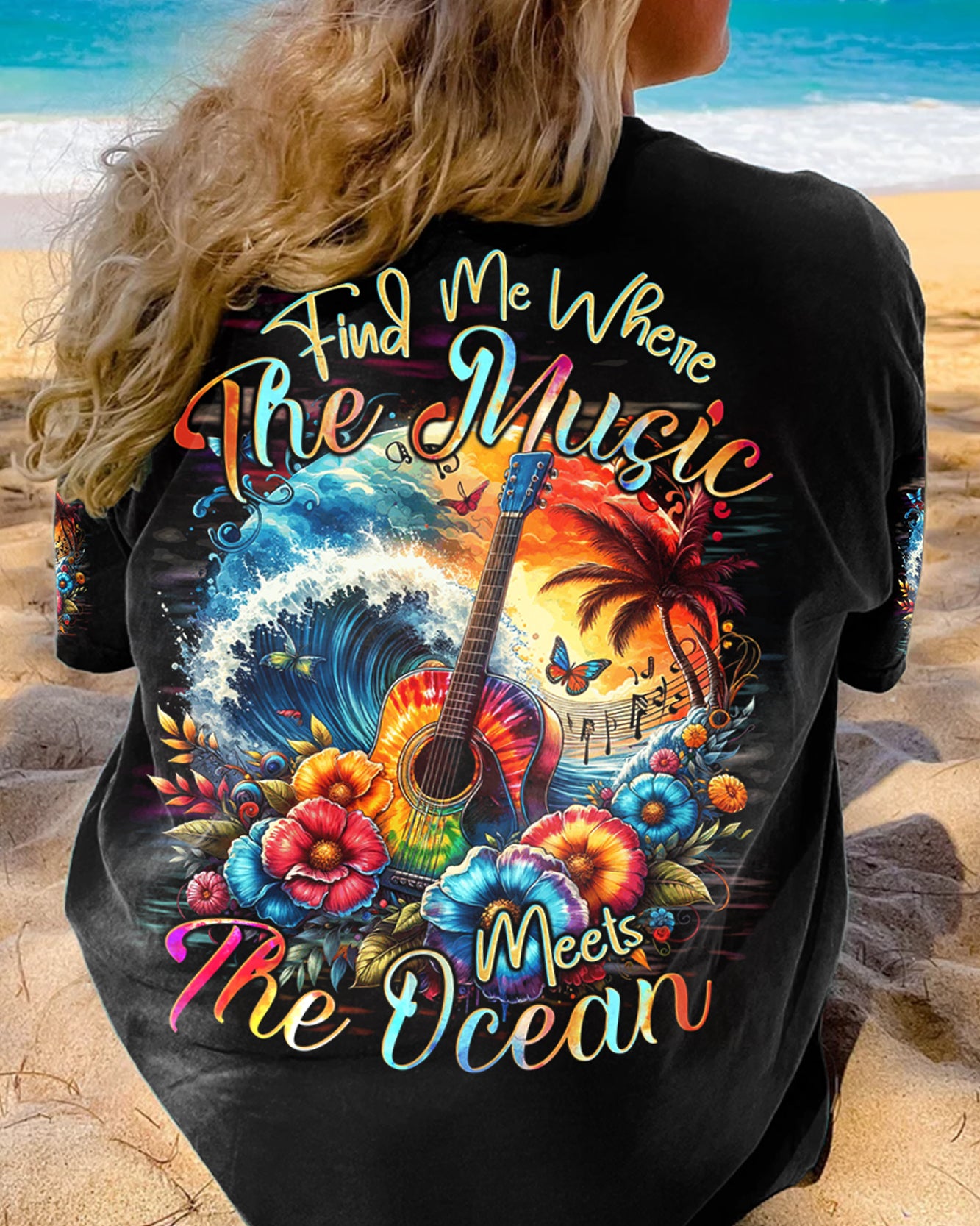 FIND ME WHERE THE MUSIC MEETS THE OCEAN ALL OVER PRINT - TYQY2011233