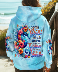 SOME GIRLS ARE JUST BORN SEAHORSE WATERCOLOR ALL OVER PRINT - TLNZ2807253