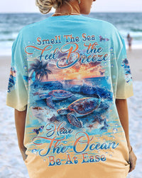 SMELL THE SEA FEEL THE BREEZE TURTLE WATERCOLOR ALL OVER PRINT - TLNZ0803241