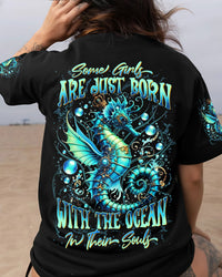 SOME GIRLS ARE JUST BORN SEAHORSE ALL OVER PRINT - YHLN0902261
