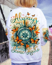 ALWAYS TAKE THE SCENIC ROUTE COMPASS ALL OVER PRINT - TLNZ2912231