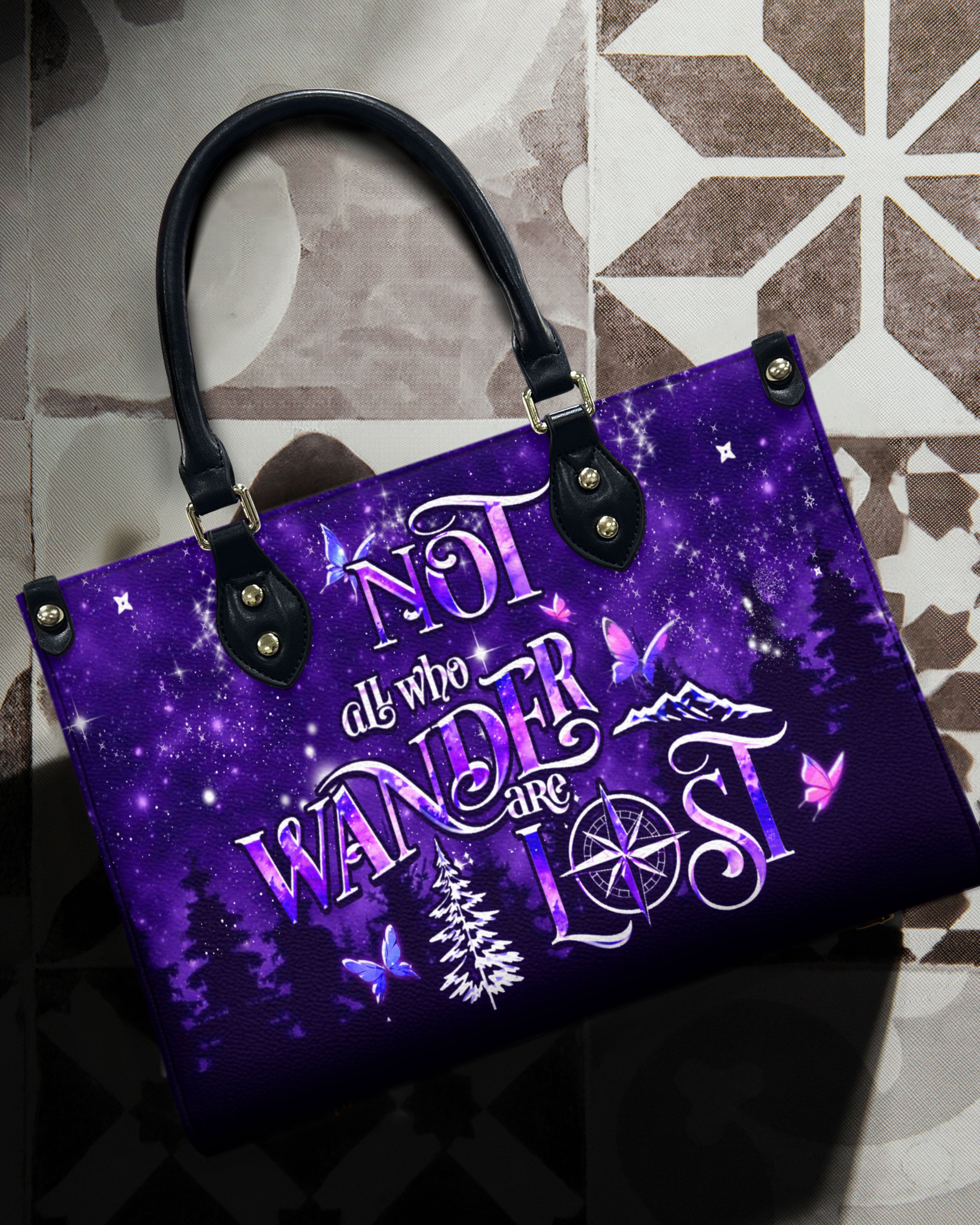 NOT ALL WHO WANDER ARE LOST LEATHER HANDBAG - YHDU1811244