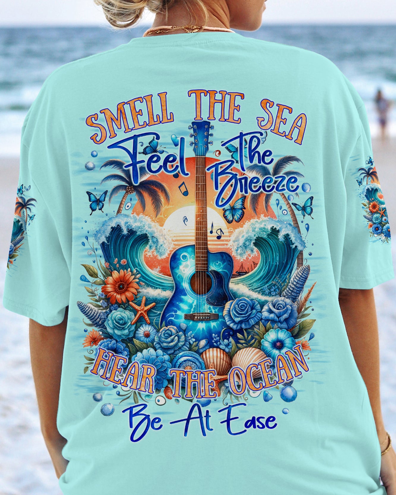 SMELL THE SEA FEEL THE BREEZE GUITAR ALL OVER PRINT - TYQY2411234