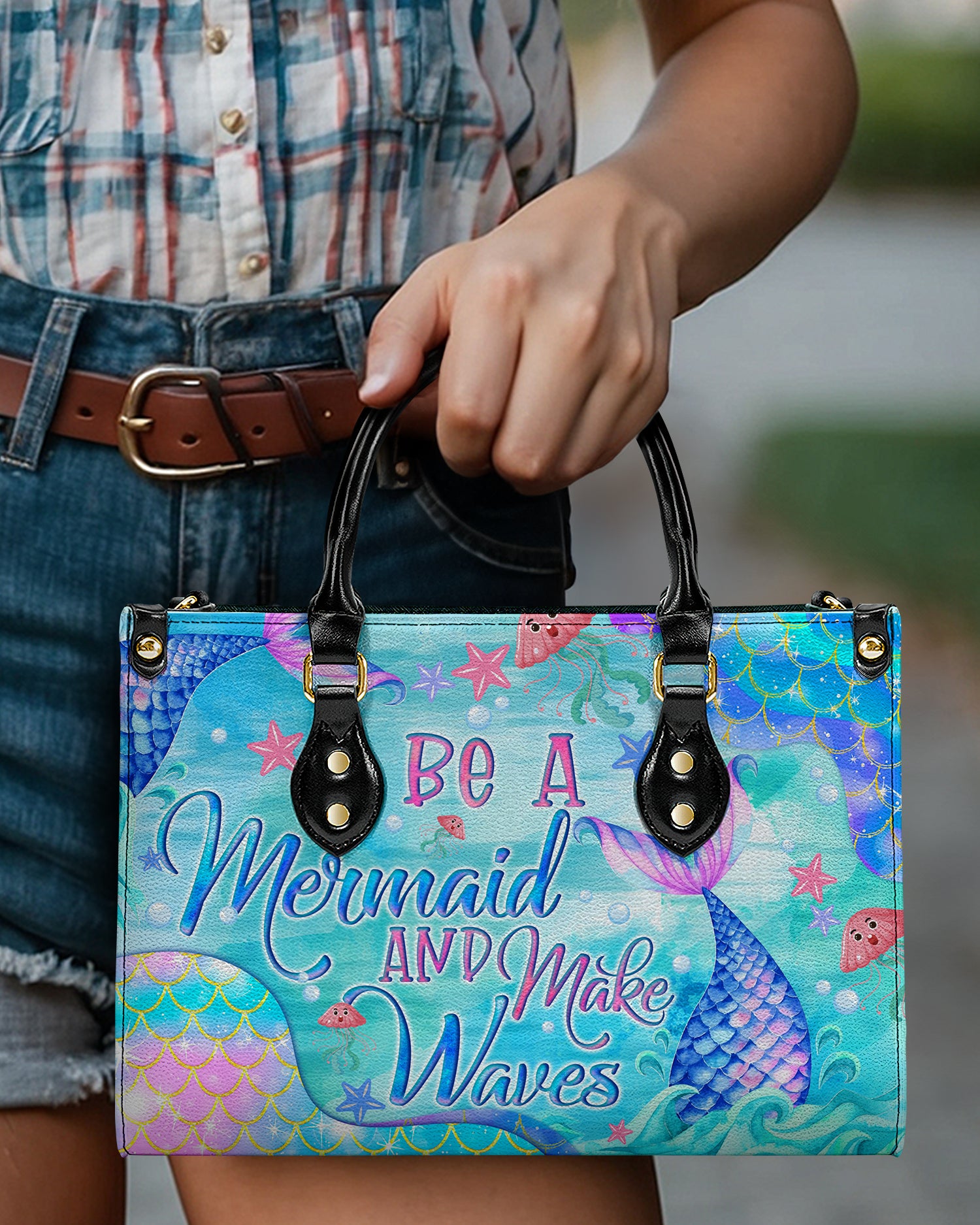 BE A MERMAID AND MAKE WAVES LEATHER HANDBAG - TYQY0504242