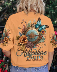 ADVENTURE AWAITS COMPASS FLOWERS ALL OVER PRINT - YHLN2405231
