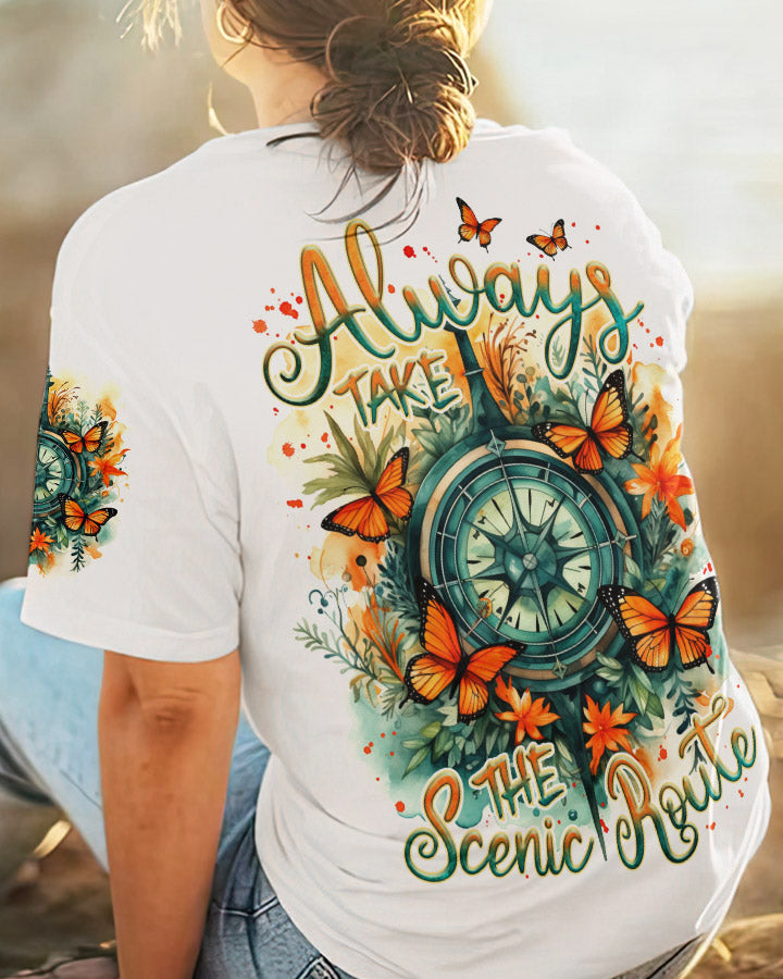 ALWAYS TAKE THE SCENIC ROUTE COMPASS ALL OVER PRINT - TLNZ2912231