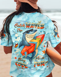 CATCH THE WAVES STAY COOL HAVE FUN SHARK ALL OVER PRINT - YHHG3006252